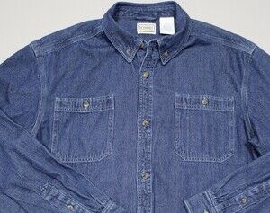 C.E. Schmidt Shirt Mens XLT Blue Denim Button Down Long Sleeve